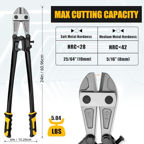 image for GRENPRO 24” Bolt Cutter, CRV Chrome Vanadium Steel Blade, Yellow & B