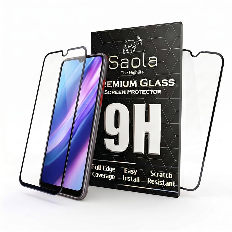 Image of Saola HD+ Oleophobic Tempered Glass Screen Protector For Samsung Galaxy F41 (Pack Of 2) with Free Installation Kit. Full screen Coverage - 6.4 inch