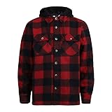 Generisch Hemdjacke Herren Verdicken Gefüttert Hoodie Karierts Jacke Kapuze Warm Flanelljacke...