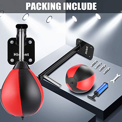 Hicient Boxing Speed Bag with Free Air Pump, Boxing Reflex Ball Wall Punching Bag for Training Boxing Sports (Red)