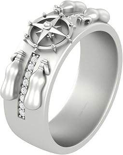 0.10CT Diamond Star Compass Message Bottle Nautical Wedding Band For Men Solid 925 Sterling Silver