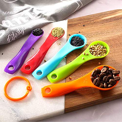 Aeyistry 5 Pcs Colorful Plastic Measuring Spoons Plastic Teaspoon 1/2.5/5/7.5/15Ml Measuring Spoon For Baking Coffee Tea, Measure Tool, Kitchen Accessories #TOP4