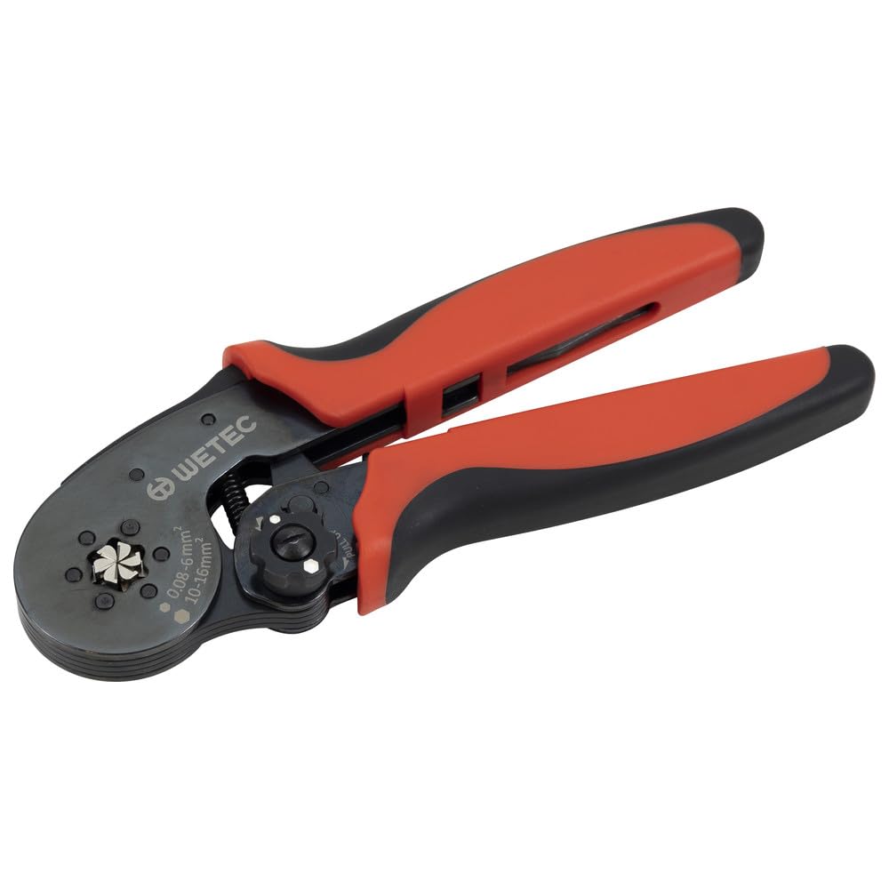 WETEC Alicates de prensado (alicates de terminales, crimpadora FLEXI-CRIMP). Forma de prensa: hexagonal (hexagonal)/rango de prensado: 0,08 – 16 mm², alimentación lateral del manguito