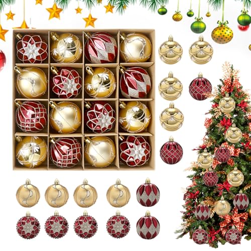 Ensemble de décorations d'arbre de Noël classique et suspensions de fête - 16 pcs - 2