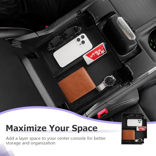 Image of LUWU Center Console Organizer for 2025 2026 2027 Ford Expedition Active /Platinum /Tremor /King Ranch Accessories Armrest Storage Box Tray Organizer Insert Tray ABS Material 2027 Expedition Accessories