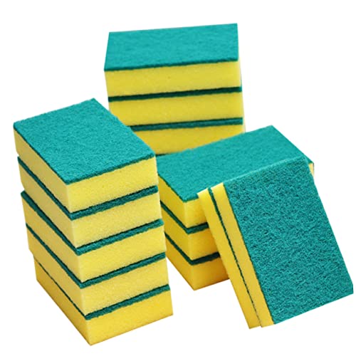 Ipetboom Lot de 15 Éponges Nettoyantes Multifonctions 11x7x3 Cm Double Face en Fibre Poreuse Cuisine et Salle de Bain, Haute Absorption D’Eau, à Récurer et Vaisselle, Nettoyage Puissant