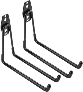2 Pack Ladder Hook for Garage Organizer, Wall Mount Garage Hooks with Screws Included, Heavy Duty Ladder Hanger Holder Storage to Hang Ski Utility Hose Extension Cord Chair Bike Garden Tools
