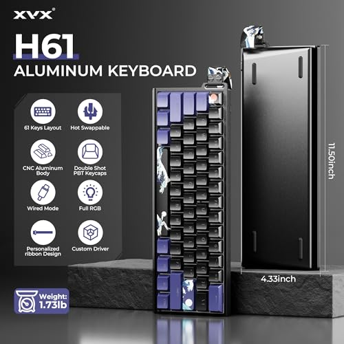 HITIME x XVX 60% Percent Keyboard with Strap, H61 Wired Aluminum Gaming Keyboard, Hot Swappable, Kanagawa Anime PBT Keycaps, RGB Backlit, Cherry Profile, Sound Absorbing Pads, Creamy Linear Switch by HITIME - Image 2