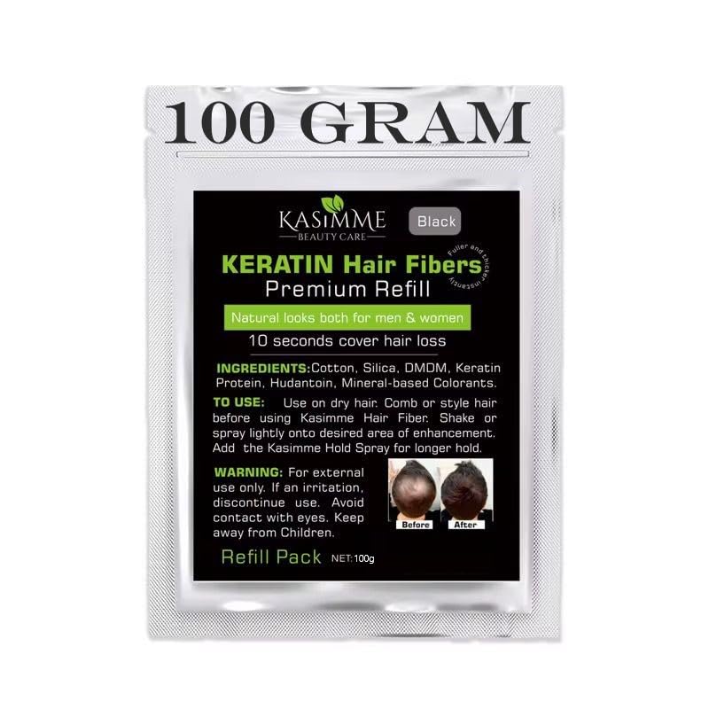 Hair Building Fibers Refill Bag 100g BLACK – Compatible with All Hair Fiber Bottles – Instantly Conceals Thinning Hair & Bald Spots – Natural Premium Keratin Hair Fibers for Men & Women
