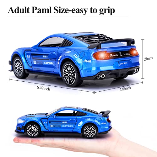 Image of Metal Pull Back Diecast Car 1:32 Mustang GT Pull Back Car Model with Sound Light Boys Gifts Toys for Kids【Pack of 1】