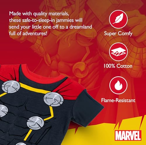 Image of Marvel Boys' 2-piece Snug-fit Cotton Matching Holiday Pajama Set, Soft & Cute for Kids