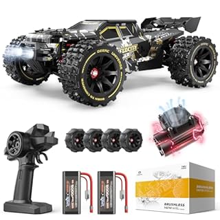 DEERC 1:14 Fast Brushless RC Cars for Adults & Boys and Girls, Max 50+ MPH, 2 3S Lipo Batteries 4x4 Waterproof RC Truck, High Speed Remote Control Car, All Terrain RC Truggy for Snow,Sand & Mud