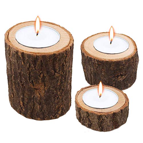 3pcs bougeoir en Bois Simple thé lumière Chamberstick pour Vacances de Mariage Rustique fête d'anniversaire