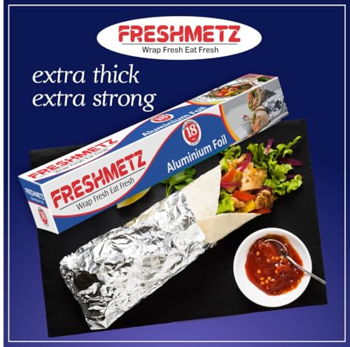 Image of Aluminium Foil 18 MTR | 11 Micron Heavy Duty Food Grade Silver Foil Paper | Ideal for Cooking, Baking, Grilling & Tiffin Packing | Keeps Food Hot & Fresh | Kitchen Essential