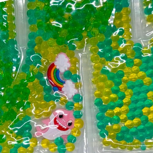 MIJOMA Antistress-Sensory-Maze-Spielzeug, Gel-gefülltes Fidget-Squishy mit Buntem Flüssigkeitsperlen-Labyrinth für Entspannung, Stressentlastung und Konzentrationsförderung, 35x17.5 cm (gelb-grün)