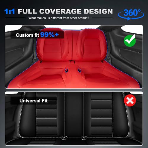 Image of AOMSAZTO Custom Fit Seat Covers for Ford Mustang Coupe 2015-2026 Red