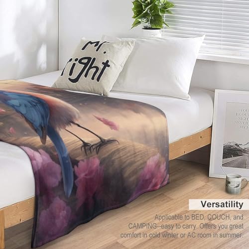 Couverture flannel oiseau mignon plaid canapé durable chaud - 7