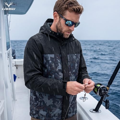 Image of LOOGU Rain Jacket for Men, Packable Waterproof Rain Shell Lightweight, S-3XL for Hiking Fishing Camping