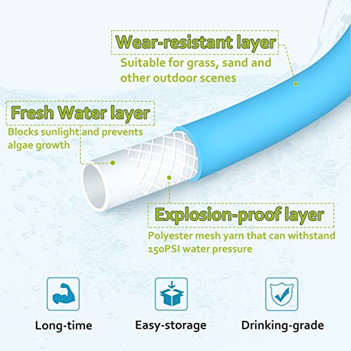 Image of Cupohus 35FT RV Water Hose, 5 /8 inch Extra Thick Wall Drinking Water Safe, Freeze Resistant Hot & Cold Weather, Kink Free Heavy Duty Flexible Hose with Storage Bag for Camper Travel Trailer Boat