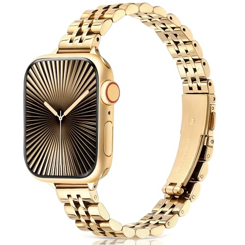 wipalor Metal Band Compatible with Apple Watch Straps Women 42mm 41mm 40mm 38mm Elegant Strap for Apple Watch Straps Stainless Steel Band for iWatch Strap Series 11 10 SE 9 8 7 6 5 4 3 Gold