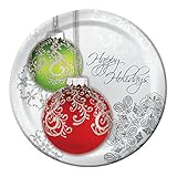 Creative Converting 429910 8 Count Paper Dinner Plates, Jingle Bells, Silver/Red/Green