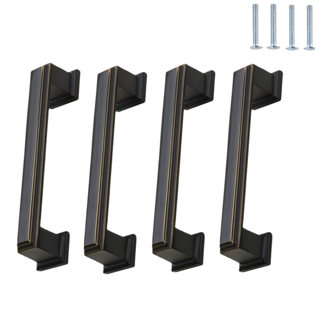 NLQCSXWEP Zinc Alloy Cabinet Bow Handle, Zinc Alloy Cabinet Wardrobe Door Drawer Handle Black Pack of 4(C-96mm Black)