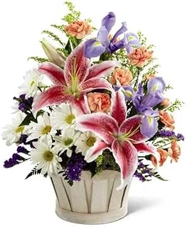 Blooms of Beauty, Flower Bouquet in Basket, Real Flowers, Fresh Cut Flowers, Flowers Bouquet, Fresh Flowers for Delivery, Fresh Flowers Bouquet