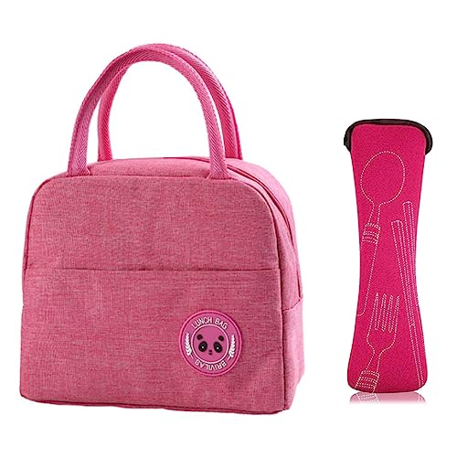 XOPOZON Sac Isotherme Repas 6L, Lunch Box Isotherme, Ensemble 5 Couverts de Camping, Sac à Déjeuner Imperméable Isolé, Sac Lunch Box Convient pour École Bureau Pique-Nique (Rose)