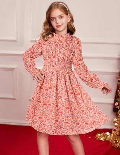 Image of GRACE KARIN Girls Long Sleeve Floral Dress Fall Winter Casual Dresses 6-14Y