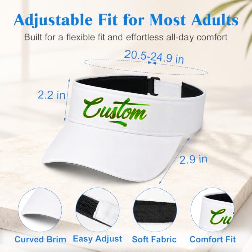 Image of Custom Visor Hat for Men Women Personalized Design Your Own Text Logo Adjustable Sport Baseball Cap