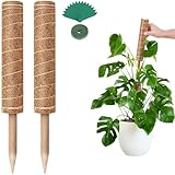 GROWNEER 24 Inches Coir Totem Pole with 15 Pcs Plant Labels, Coir Moss Totem Pole Coir Moss Stick for Plant Support Extension, Climbing Indoor Plants, Creepers