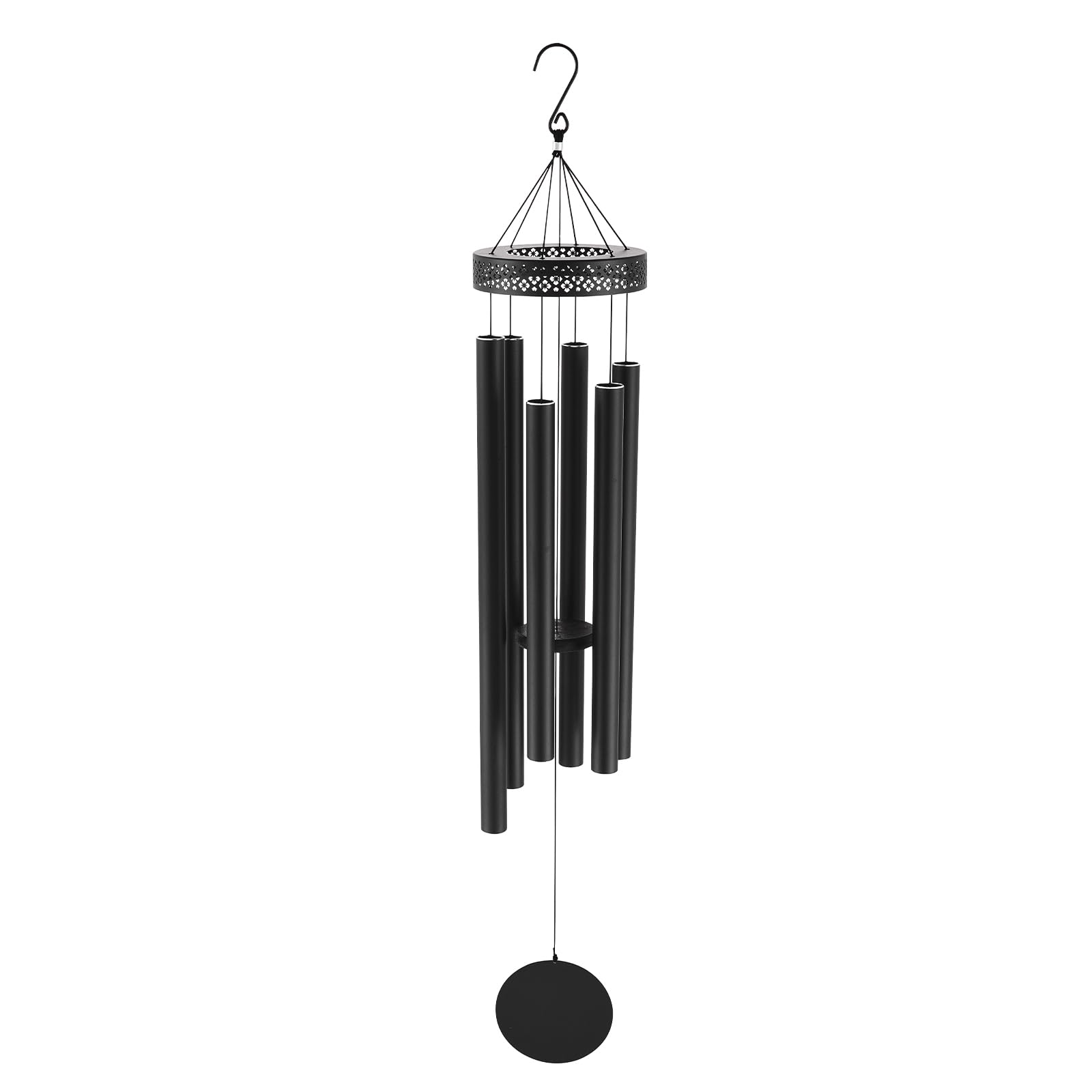 VEVOR Windspiel, 58 Zoll, Windspiel mit tiefem Ton und 6 Röhren, einzigartiges großes Gedenk-Windspiel zum Jahrestag, tolle Außendekoration für Terrasse, Veranda, Garten und Hinterhof, schwarz