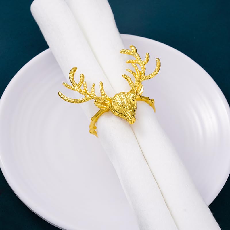 Lot de 12 Ronds de Serviette en métal doré électroplaqué, Motif Feuille d'érable, pour Table à Manger, fêtes de Noël, Mariages.