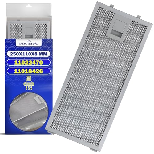Aluminio Filtro Rejilla de Grasa para Campana Extractora 250 x 110 x 8 mm con Código Original 11022470 11018426 para Bosch para Balay para Siemens para Neff - Garantía de 10 Años - MONTERAL