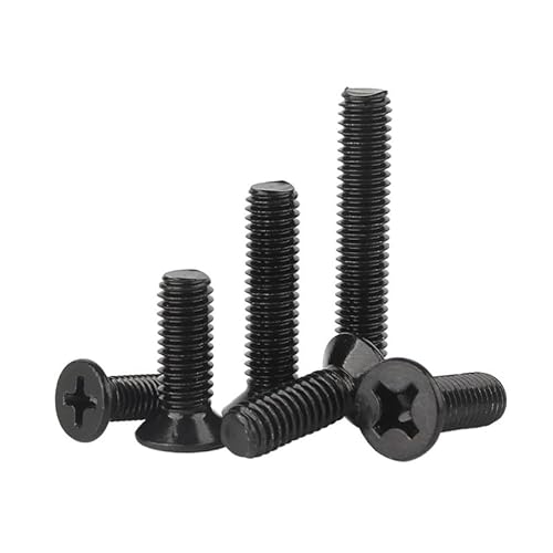 ORANXIN M6 x 14mm 10 Pcs Kreuz Flachkopf Bolzen Edelstahl 304 Schwarzer Zink Senkschrauben Maschine Schrauben Metrisch Befestigungen