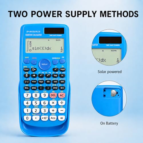 Image of IPEROT Scientific Calculators,Solar Blue Scientific Calculator 417 Function | Desktop Math Calculators School Supplies Suitable for High School and College Students Algebra and Other Math Textbooks,