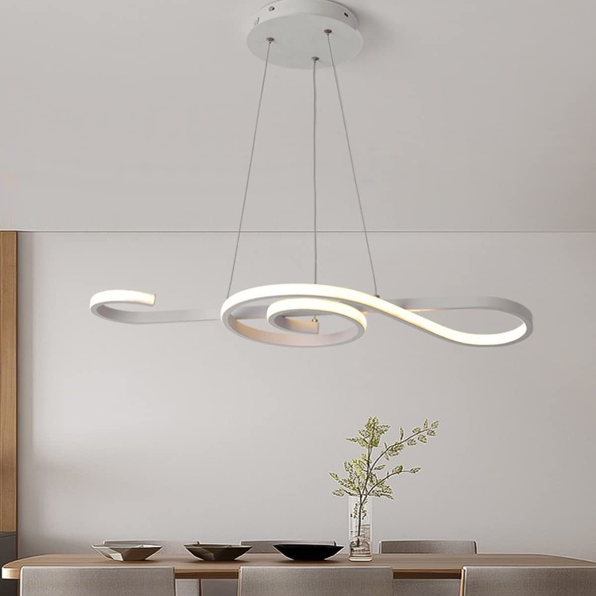 Lampy sufitowe do sypialni, stołu jadalnego LED ściemnialna z pilotem zdalnego sterowania, regulowana wysokość, lampa sufitowa do salonu, kreatywność, oświetlenie jadalni (białe dł. 100 cm/6