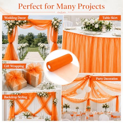 Tiulowy materiał w rolce Orangza, 30 cm x 92 m, taśma tiulowa, dekoracja weselna, tekstylia, tiul, towar sprzedawany na metry, materiał organza, do majsterkowania, rzemiosła, kokardek, na imprezę