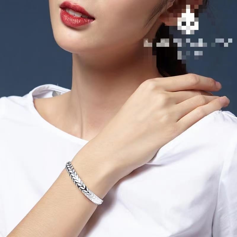 Srebrna bransoletka jubilerska 999, otwarta bransoletka damska sterling silver, prezent na Dzień Matki