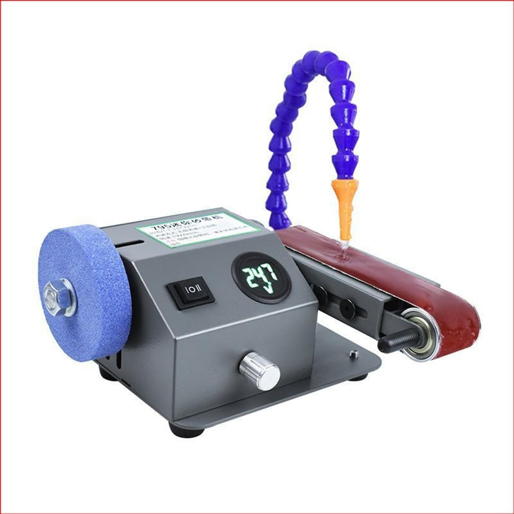 Mini Electric Knife Sharpener - Wet Bench Sr with 10 Sanding Belts, 0-13000 RPM Speed Control, Ideal for Grinding and Polishing Metal & Wood Tools