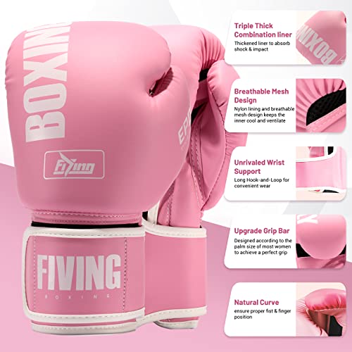 Fiving Pro Style Boxing Gloves For Women, Pu Leather, Training Muay Thai,Sparring,Fighting Kickboxing,Adult Heavy Punching Bag Gloves Mitts Focus Pad Workout For Ladies #TOP1