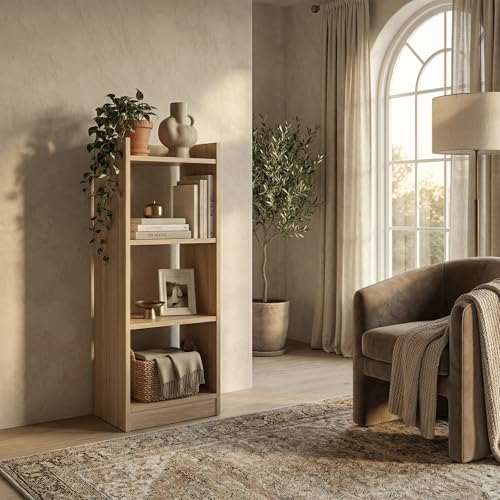 Image of Trio 3-Tier Multipurpose Bookshelf & Storage Rack, Compact Engineered Wood Organizer Stand for Home & Office, 80x33x22cm (Light Oak)