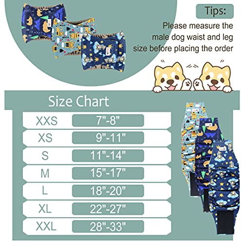 Grecle Premium Male Dog Wraps - High Absorbency Male Dog Diapers (Pack Of 3) - Washable Belly Band For Male Dogs Incontinence And Puppy Training (Bear, S) #TOP2