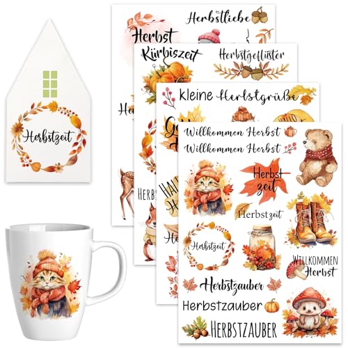 Rub On Sticker Herbst - 4 Bogen Sprüche Erntedankfest Herbstdeko...