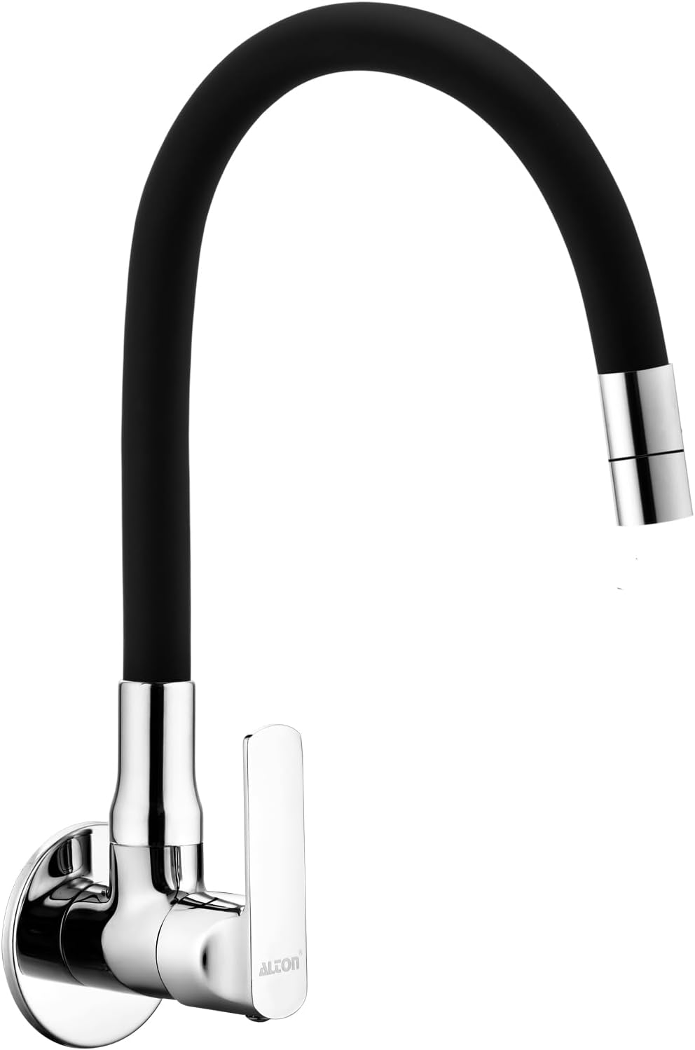 FAM3366 Brass Sink Cock with Flexible Swivel Spout, Black & Chrome Finish