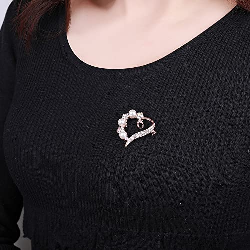 Mother’s Day Brooches Pin Gift Big Pearl Flower Love Heart Shape Lapel Pin Red Double Heart Safty Pin Rhinestone Women Girls Clothes Accessories Valentine's Day Thanksgiving Day Xmas Gift #TOP1