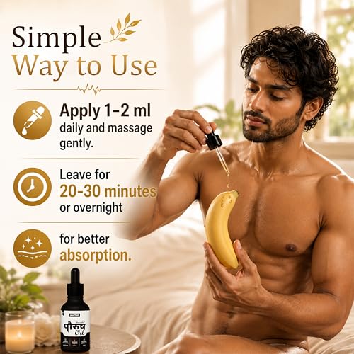 Image of Jeena Sikho Shuddhi Paurush Oil | Oil for Men | Natural Actives | Natural & Safe | Ayurvedic Massage Oil for Strength, Stamina & Recovery | Improves Performance, 30ml, Pack of 3
