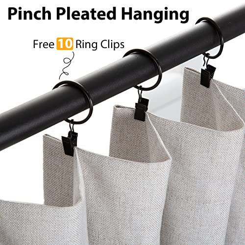 Inovaday 100% Blackout Curtains 84 Inches Long For Bedroom Living Room, 50 Inch Wide Linen Blackout Curtains With Ring Clips, Thermal Insulated Curtain Drapes, Beige, W50 X L84, 1 Panel #TOP2