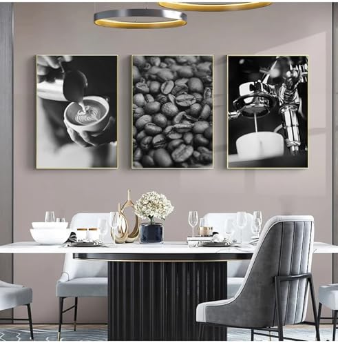 Impression sur toile café noir et blanc 50x75 cm sans cadre pour déco de cuisine