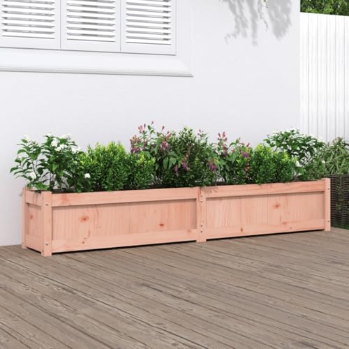 Jardinière de jardin, bac à fleurs, jardinière, parterre surélevé, bac à plantes, 180 x 31 x 31 cm, en bois massif de sapin douglas pour jardinerie, jardin d'hiver, montage facile